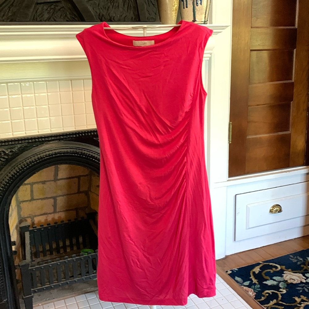 Loft Pink‎ summer dress-front ruched. Worn about 3x